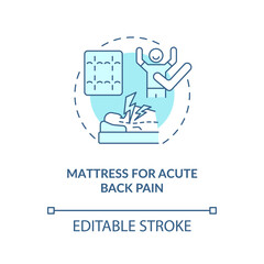 Mattress for acute back pain blue concept icon. Mattress type abstract idea thin line illustration. Preventing neck ache. Comfortable sleeping. Vector isolated outline color drawing. Editable stroke