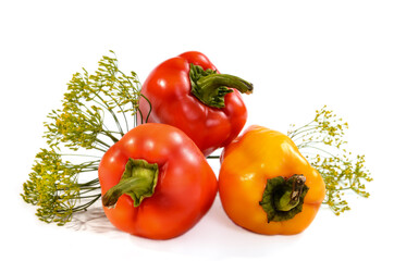 bell peppers and a sprig of dill