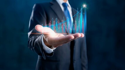 Holographic graphics of a businessman It indicates the future expansion of the business plan.