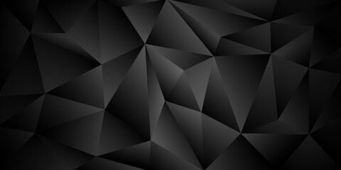 Fototapeta na wymiar Black geometric abstract banner - triangle sleek design background