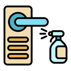 Door handle disinfection icon. Outline door handle disinfection vector icon color flat isolated