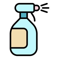 Spray disinfection icon. Outline spray disinfection vector icon color flat isolated