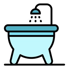 Bathtub disinfection icon. Outline bathtub disinfection vector icon color flat isolated