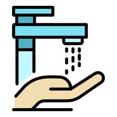 Home hand wash icon. Outline home hand wash vector icon color flat isolated