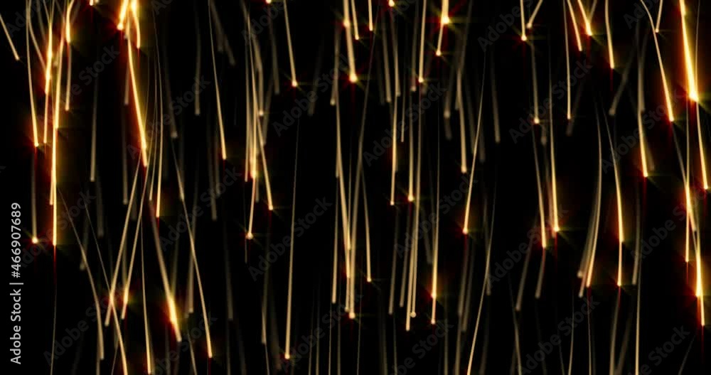 Poster gold sparkles and golden shine flow of glitter, magic background. golden trails of fluid or fibers o