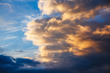 Fantastic colorful sunrise with cloudy sky.