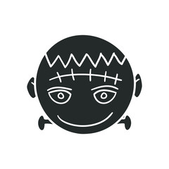 Frankenstein Icon Silhouette Illustration. Scary Monster Vector Graphic Pictogram Symbol Clip Art. Doodle Sketch Black Sign.