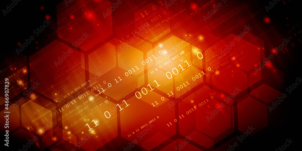 Poster 2d illustration abstract digital binary data on computer screen