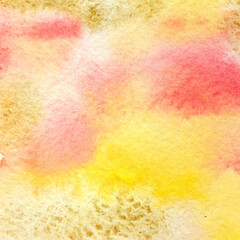 Yellow ang pink abstract watercolor texture background. Hand drawn golden texture business card design, banner