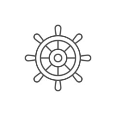 Ship steering wheel line outline icon