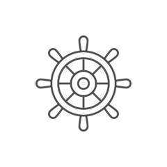 Ship steering wheel line outline icon