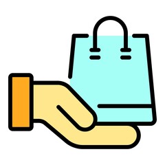 Care shop home delivery icon. Outline care shop home delivery vector icon color flat isolated