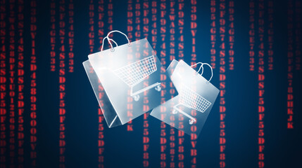 encrypted text and cart icon