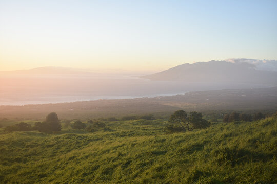Beautiful view of the Hawaiian Island of Maui before sunset. Maui, Hawaii, USA