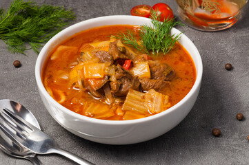 lagman with noodles is a traditional Uzbek dish