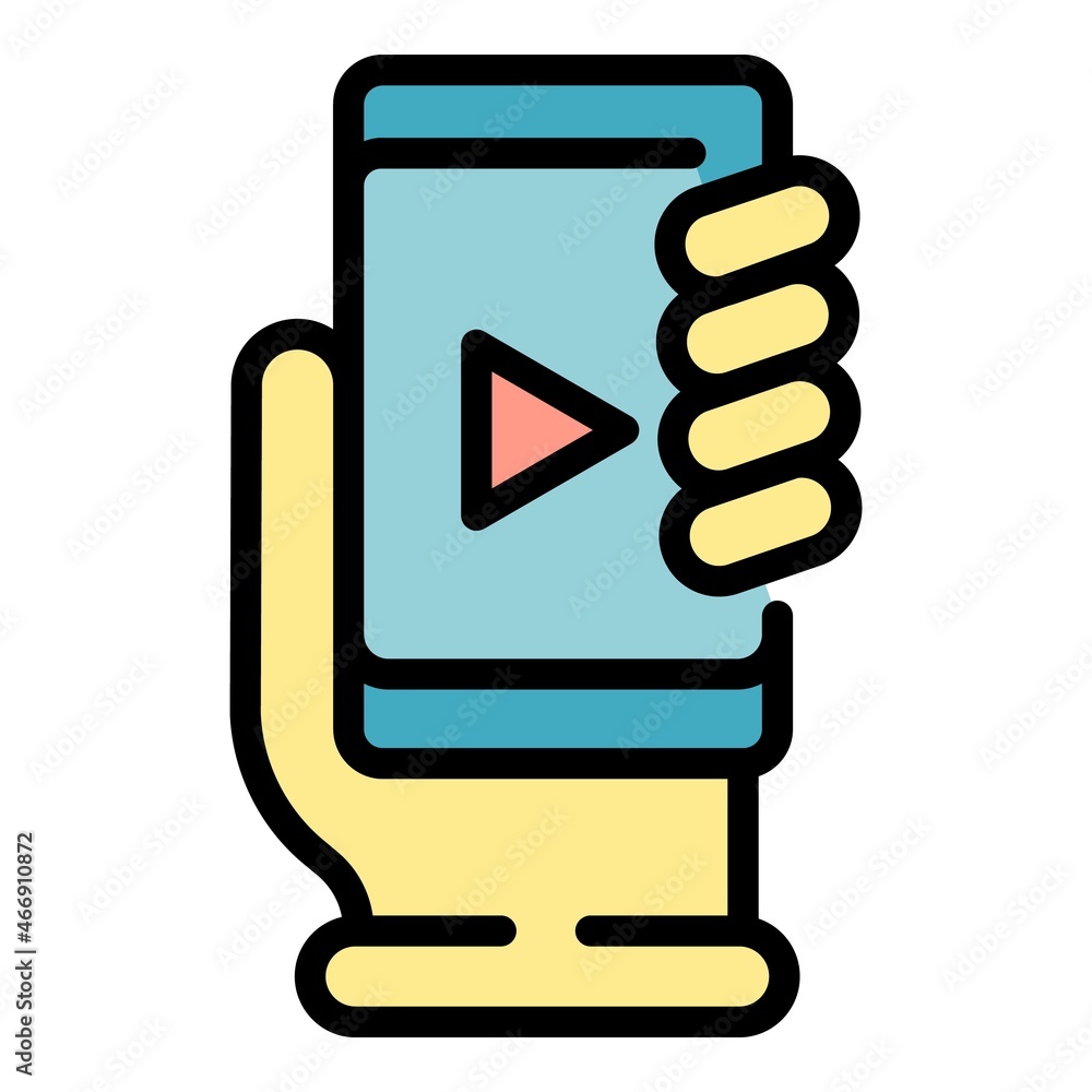Poster training phone app icon. outline training phone app vector icon color flat isolated