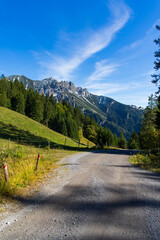 Blick auf Berglandschaft in den Alpen vom Muttersberg in Österreich-Vorarlberg