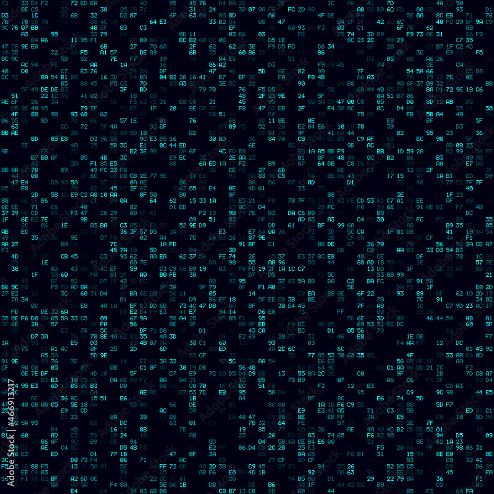 Poster tech background. cyan sparse hexadecimal pairs background. big sized seamless pattern. artistic vect