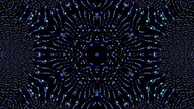 Beautiful abstract video shining bright light set smooth blue color motion on black background