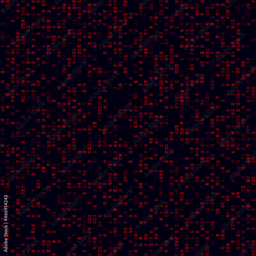 Poster tech background. red sparse hexadecimal pairs background. big sized seamless pattern. captivating ve