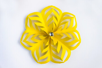 How to make a christmas snowflake from colored paper and glue with your own hands. DiY concept....
