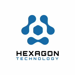 Fototapeta na wymiar Hexagon with Connected Bubble Link Technology Logo Design vector
