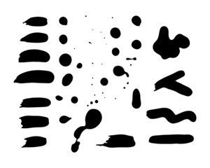 Drops, streaks, splashes of varnish strips are natural painted texture. Vector illustration isolated on a white background for design or decor.