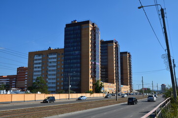 A road with high buildings