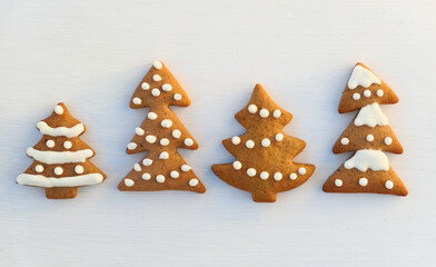 Christmas trees gingerbread cookies set
