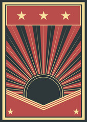 Retro Revolution Propaganda Poster. Stilisierte Sonnestrahlen Hintergrund

