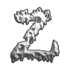 New 3D alphabet design, metallic leather isolated on white background 