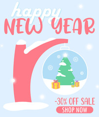 banner 30% off, happy new year, merry christmas, discount 30%, new 2022 year, 2022, holiday, santa, christmas tree