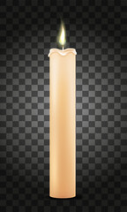 burning wax candle vector illustration
