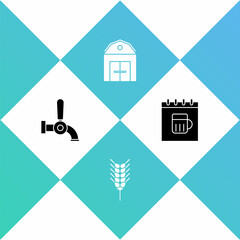 Set Beer tap, Wheat, Farm House and Saint Patricks day calendar icon. Vector