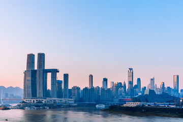 Fototapeta na wymiar Early morning scenery of Chaotianmen Pier in Chongqing, China