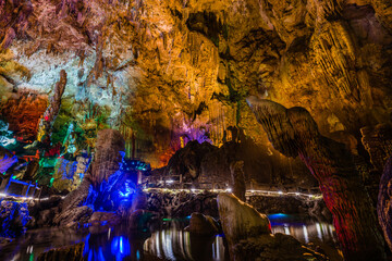 Cave scenery of Tianxing Cave, Huangguoshu, Guizhou, China