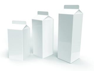 Set of Three Blank Milk Carton Boxes