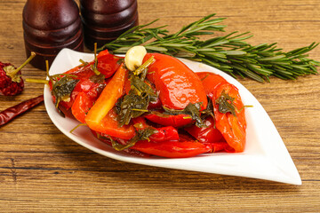 Tasty marinated red bell pepper