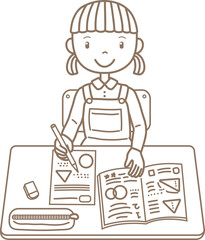 勉強をする子ども/This is an illustration of a child studying at school.