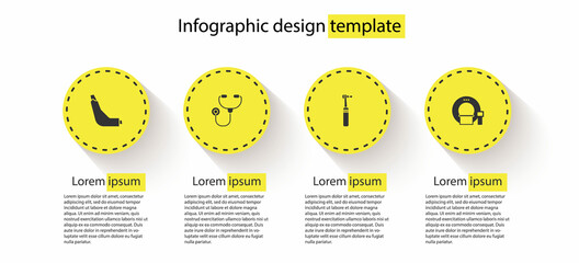 Set Inhaler, Stethoscope, Tooth drill and Tomography. Business infographic template. Vector