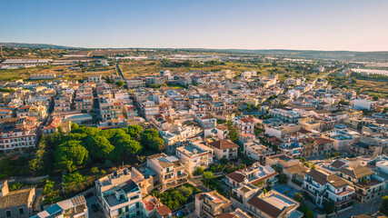 Obraz premium Amazing Panorama of Donnalucata at Dawn from above, Scicli, Ragusa, Sicily, Italy, Europe