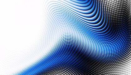 Abstract digital fractal pattern. Horizontal orientation. Expressive curved blue lines on white background.