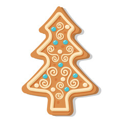 Christmas gingerbread tree. Sweet homemade glazed biscuit.
