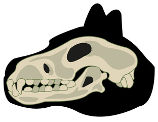 Silhouette of the head animal dog and skull