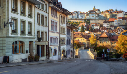 Fototapeta na wymiar Historical Old town of Fribourg, Switzerland