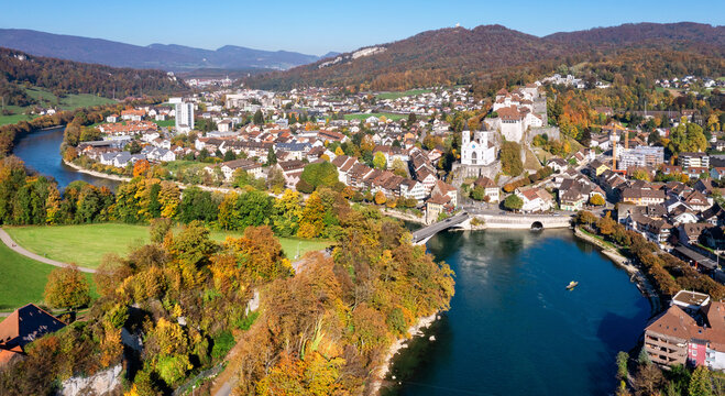 Aarburg Old town on Aare river, Switzerland