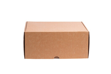 Brown cardboard carton mail, postal box, isolated