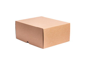 Brown cardboard carton mail, postal box, isolated