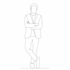 man drawing by continuous line isolated, vector