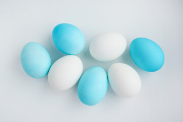 Blue and white Easter eggs. Painted easter eggs